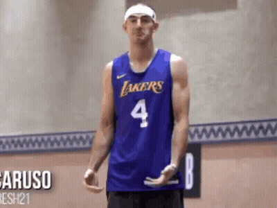 Man In Purple Lakers Jersey Number 4 GIF