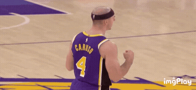 Man In Purple Lakers Jersey Number 4 GIF