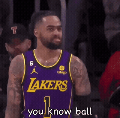 Man In Purple Lakers Jersey Says You Know Ball GIF