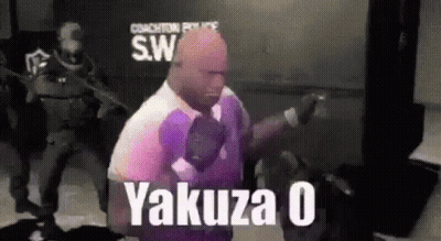 Man In Purple Shirt And Boxing Gloves In Front Of Police Station GIF