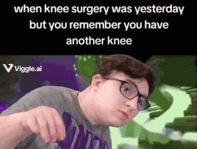Man In Purple Shirt And Glasses When Knee Surgery Was Yesterday GIF