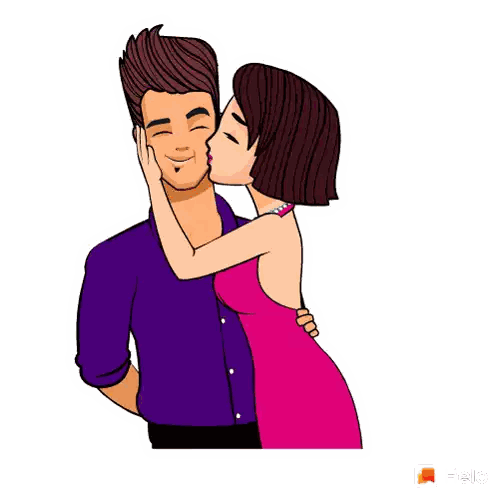 Man In Purple Shirt And Woman In Pink Dress Sticker
