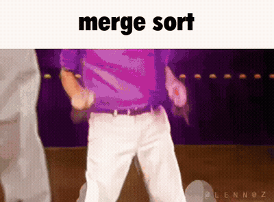Man In Purple Shirt Dancing Merge Sort GIF