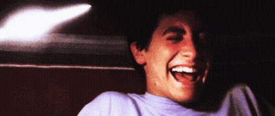 Man In Purple Shirt Laughing Mouth Wide Open GIF