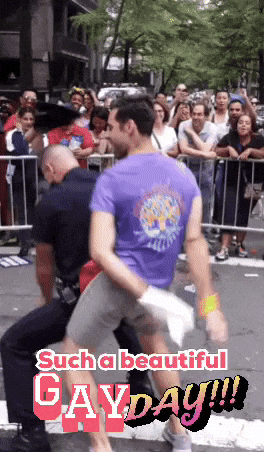Man In Purple Shirt Lifted By Police Officer Such A Beautiful Gayday GIF