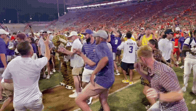 Man In Purple Shirt Number 3 Dancing On Field GIF