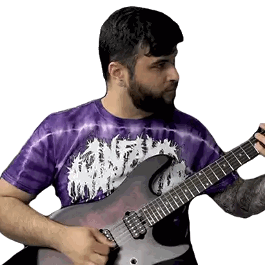 Man In Purple Shirt Playing Guitar Sticker