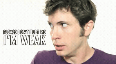 Man In Purple Shirt Please Don't Hurt Me I'm Weak GIF