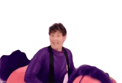 Man In Purple Shirt Riding Pink Stuffed Horse Sticker