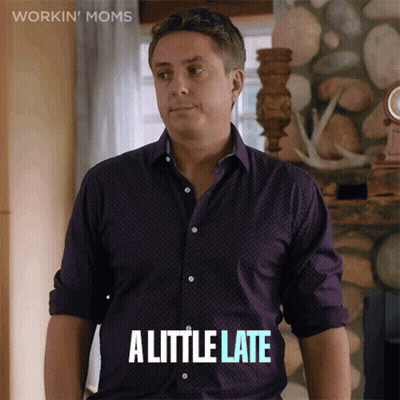 Man In Purple Shirt Saying A Little Late GIF