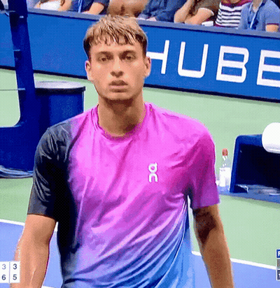 Man In Purple Shirt With DC GIF