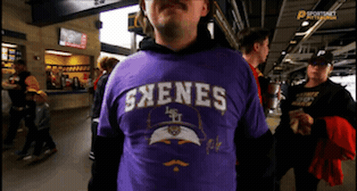 Man In Purple Shirt With Sxenees GIF