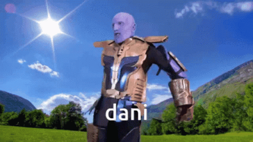Man In Purple Suit In Field With Dani GIF