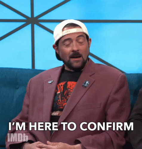 Man In Purple Suit Saying I'm Here To Confirm IMDB GIF