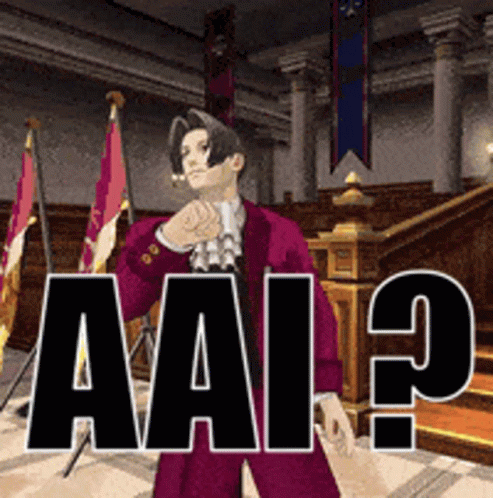 Man In Purple Suit With Sign Aai? GIF