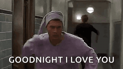 Man In Purple Sweater Running Saying Goodnight I Love You GIF
