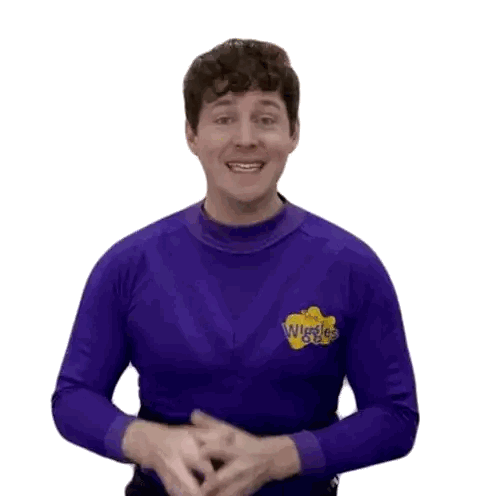 Man In Purple Wiggles Shirt Clapping Sticker
