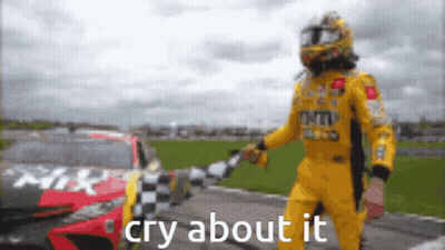 Man In Racing Suit Funny Face With NASCAR Logo GIF