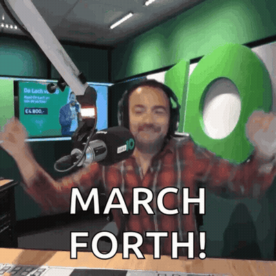 Man In Radio Studio Saying March Forth GIF