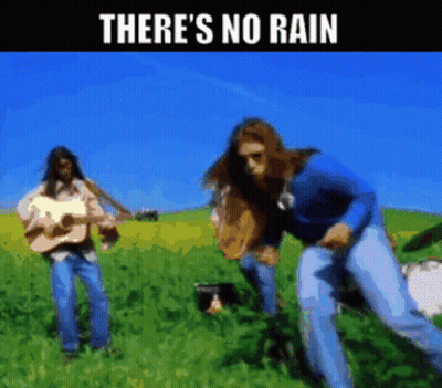 Man In Rain Arms Outstretched Saying Please Stop Raining GIF