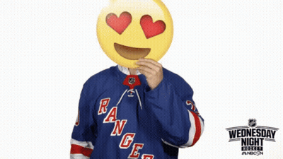 Man In Rangers Jersey Holding Heart Emoji GIF