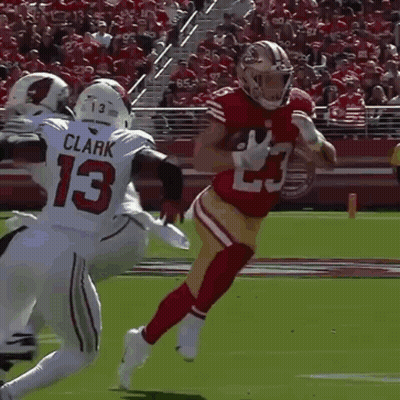 Man In Red 49Ers Jersey Running With Football GIF