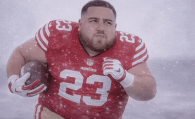 Man In Red 49Ers Jersey Running With Football GIF