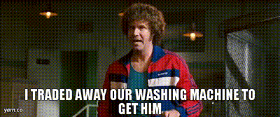 Man In Red Adidas Jacket Says I Traded Away Our Washing Machine GIF