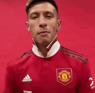 Man In Red Adidas Jersey Making Face GIF