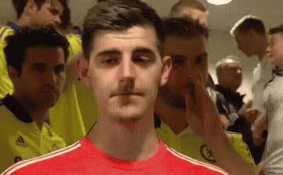 Man In Red Adidas Shirt With Crowd GIF