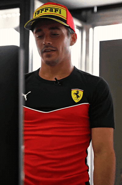 Man In Red And Black Ferrari Shirt GIF