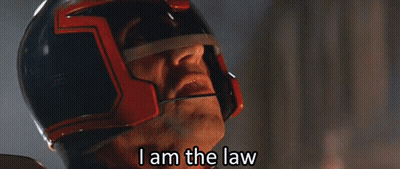 Man In Red And Black Helmet Says I Am The Law GIF