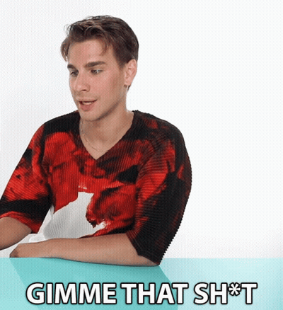 Man In Red And Black Shirt Saying Gimme That Sh*t GIF