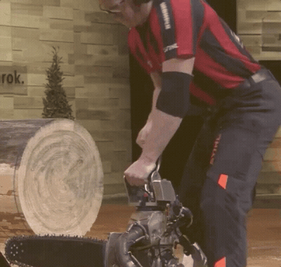 Man In Red And Black Shirt Saying Stihl GIF