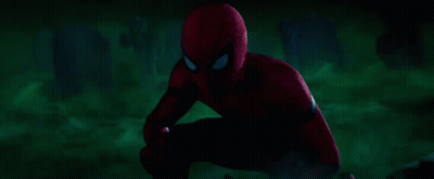Man In Red And Black Spider-Man Costume In Dark Room GIF