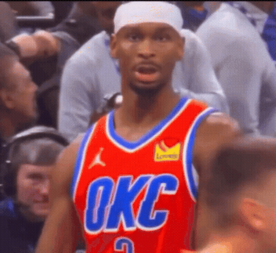 Man In Red And Blue OKC Jersey GIF