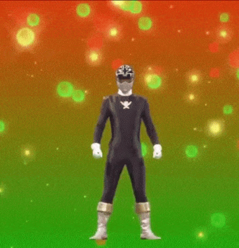 Man In Red And Green Costume With Skull GIF