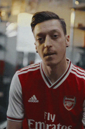 Man In Red And White Adidas Jersey GIF