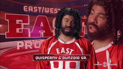 Man In Red And White East College Shirt GIF