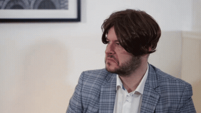 Man In Red And White Golf Shirt GIF