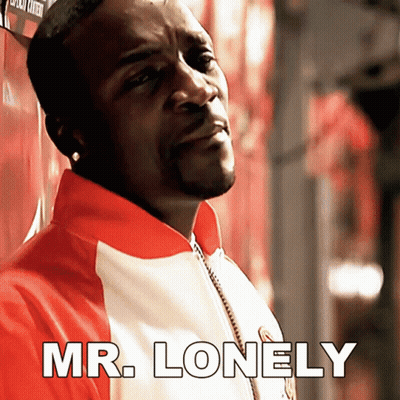 Man In Red And White Jacket With Mr. Lonely GIF