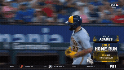 Man In Red And White Jersey At Scoreboard GIF