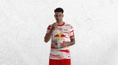 Man In Red And White Jersey With Bull GIF