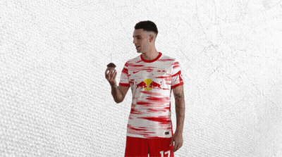 Man In Red And White Jersey With Bull GIF