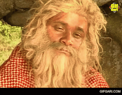 Man In Red And White Plaid Shirt With Blonde Wig And Beard GIF