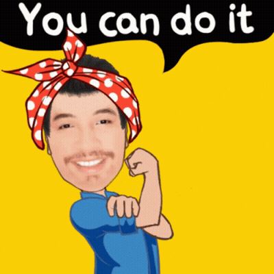 Man In Red And White Polka Dot Headband Saying You Can Do It GIF