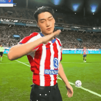 Man In Red And White Riyadh Jersey On Soccer Field GIF