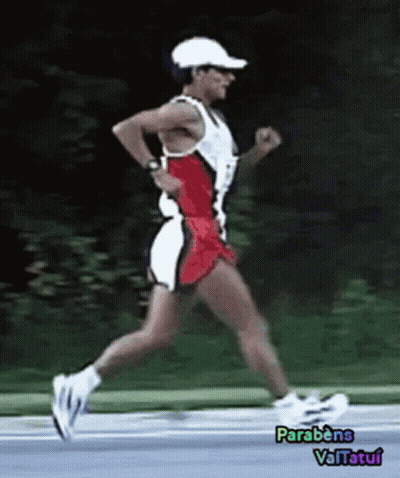 Man In Red And White Running GIF