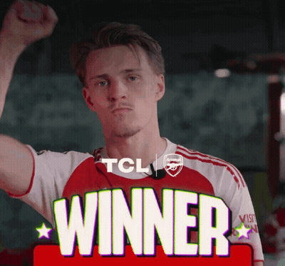 Man In Red And White Shirt Saying Winner GIF