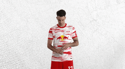 Man In Red And White Shirt With Red Bull GIF